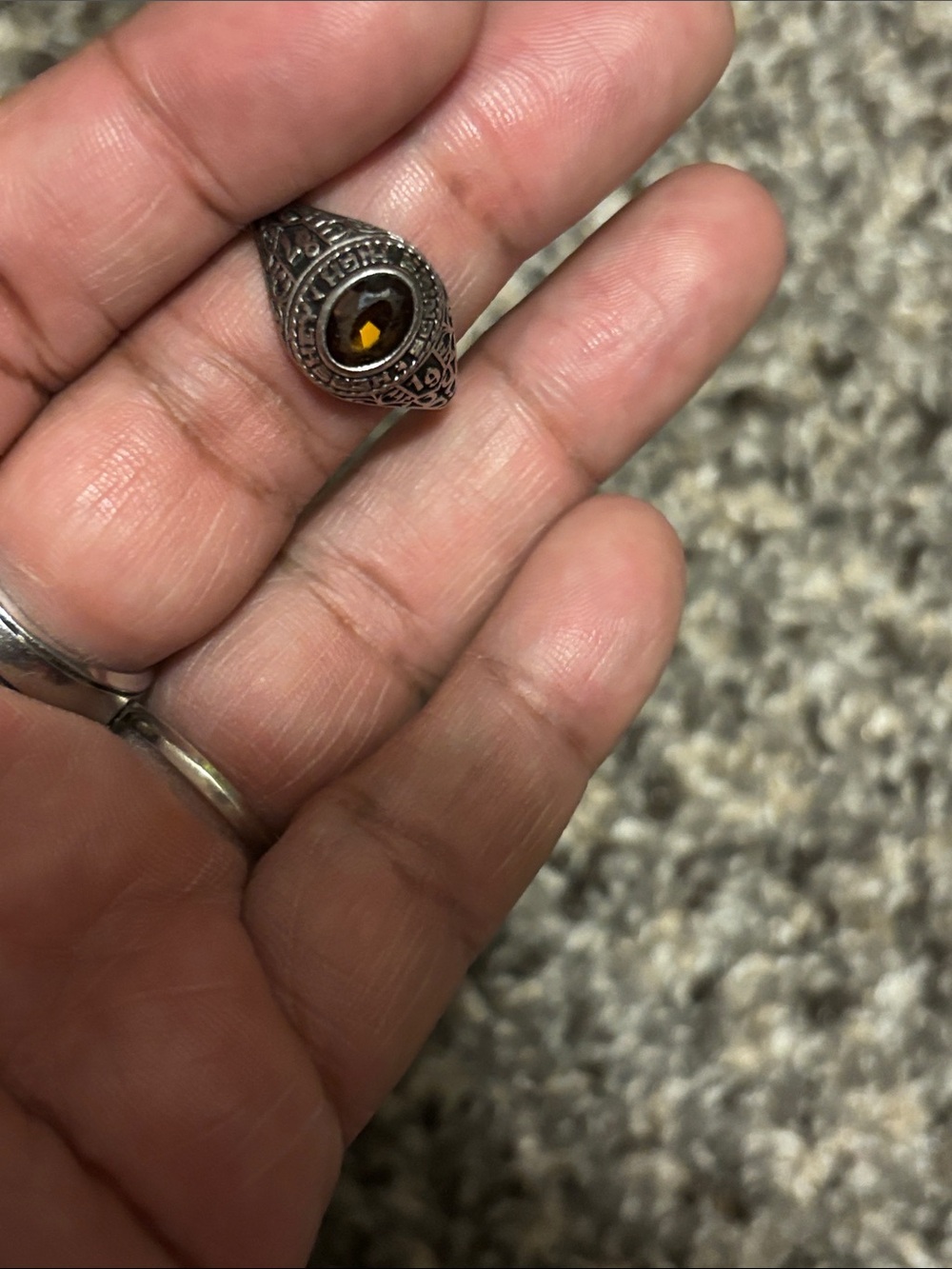 Jostens LTM class ring size approx 10 engraved 1987 brown stone Hershey High